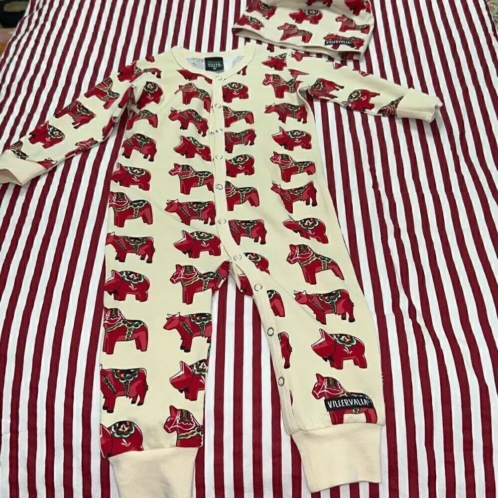 Viller valla organic Cotton romper hat set sz 1/2
